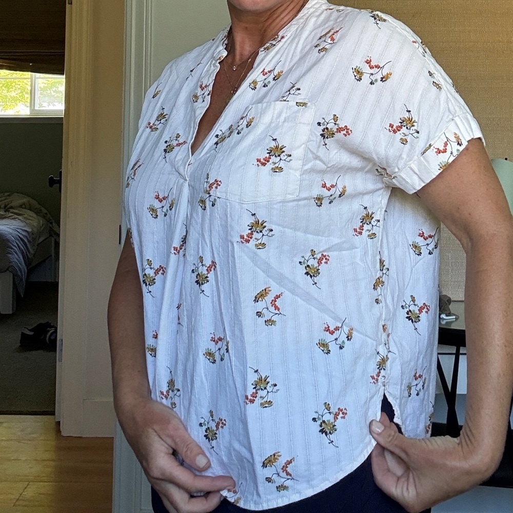 Madewell Cream Floral Button-Front Top